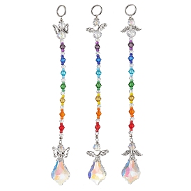 Angel Alloy & Glass Pendant Decoraton, 7 Colors Beads Suncatchers Garden Outdoor Decoraton