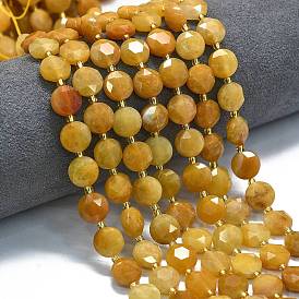 Природный Топаз нефрита бисер нитей, граненый шестиугольный разрез, плоско-круглые, с бисером