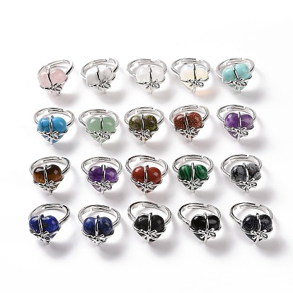 Сердце из драгоценных камней с регулируемым кольцом с бантом, украшения из латунной проволоки для женщин, без кадмия и без свинца, платина