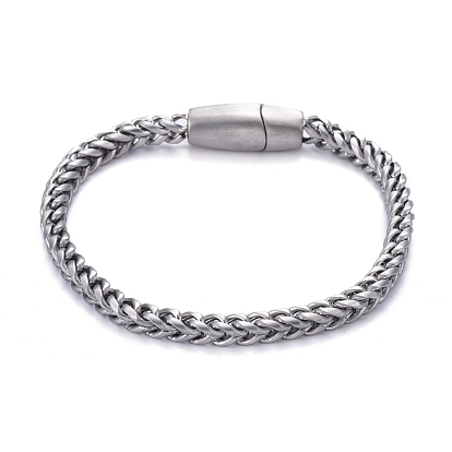 304 Stainless Steel Wheat Chain Bracelets, with Magnetic Clasps