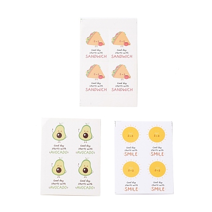 Rectangle Paper Stickers, Adhesive Label Stickers, Word with Cartoon Pattern