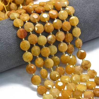 Природный Топаз нефрита бисер нитей, граненый шестиугольный разрез, плоско-круглые, с бисером