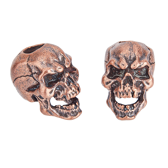 Хеллоуин латунные европейские бусины, бусины с большим отверстием, череп