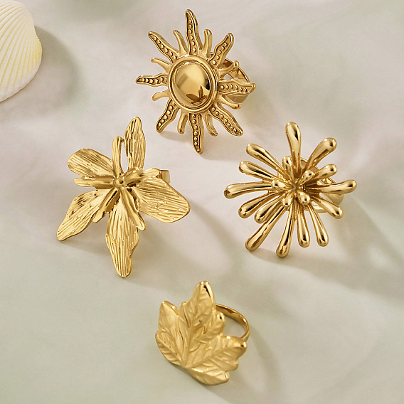 304 кольца для пальцев из нержавеющей стали для женщин, золотые