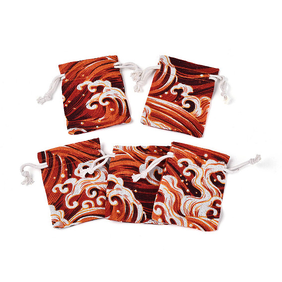 Мешковины упаковочные пакеты, шнурок сумки, прямоугольник с узорами морских волн