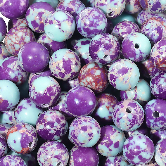 100 шт. окрашенных бусин из натуральной императорской яшмы, круглые