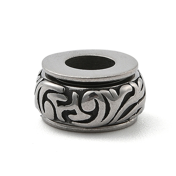 316 Surgical Stainless Steel European Beads, Large Hole Beads, Column
