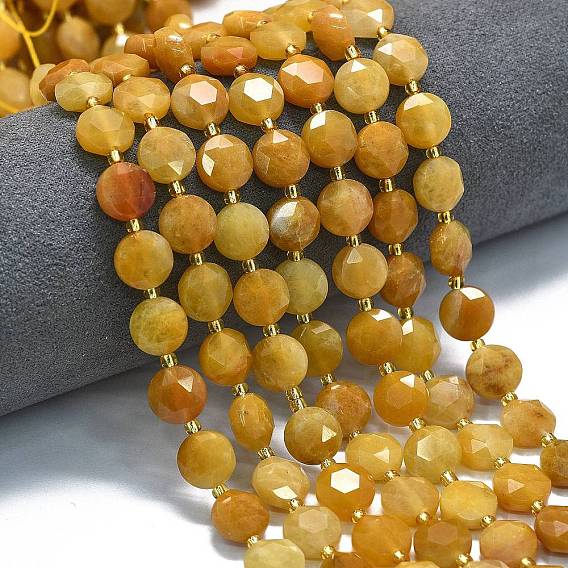 Природный Топаз нефрита бисер нитей, граненый шестиугольный разрез, плоско-круглые, с бисером