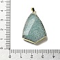 Natural Amazonite Pendants, Faceted Teardrop/Oval/Kite/Carrot Charms, with Rack Plating Golden Plated Brass Edge