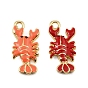 Brass Enamel Pendants, Lobster Charms, Rack Plating, Long-Lasting Plated, Cadmium Free & Lead Free, Real 18K Gold Plated