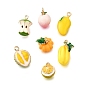 Подвески из эмали и сплава, фрукты, золотые