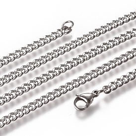 Мужские кубинские цепочки, модная 304 ожерелья нержавеющей стали, с карабин-лобстерами 