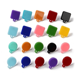 Акриловые серьги-гвоздики, с 316 хирургическими штифтами из нержавеющей стали, Плоский круглый и квадратный, цвет нержавеющей стали