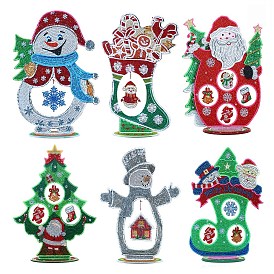Christmas Theme DIY Display Decoration Diamond Painting Kits, including Resin Rhinestones, Diamond Sticky Pen, Tray Plate and Glue Clay