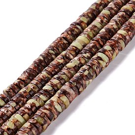 Собранные подставки из синтетического бронзита и везувиана, Heishi бусы, Плоский круглый / диск