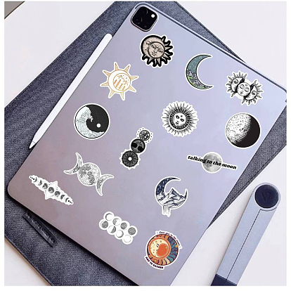 50Pcs The Sun and Moon Planet Stickers, for Laptop Scrapbook Phone Notebooks Diary