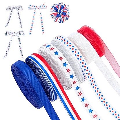 60 mètres 6 styles rubans en polyester pour la fête de l'indépendance, pour la décoration de cadeau