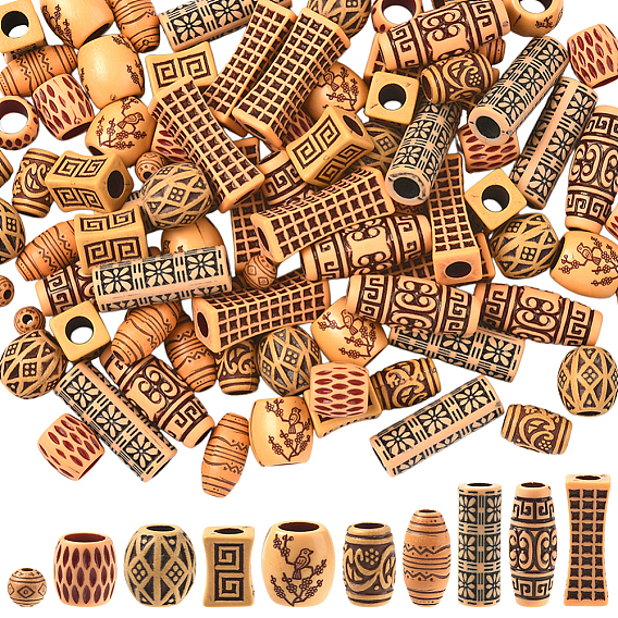 100шт 10 стили имитация дерева акриловые бусины, разнообразные