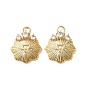 Brass Micro Pave Clear Cubic Zirconia Pendants, Sunburst with Triangle Charms