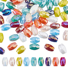 63 шт 9 цвета гальванические стеклянные бусины, с покрытием AB цвета, граненые, овальные