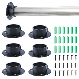 Stainless Steel Wall Mounted Closet Rod Holders with Adjustable Screws