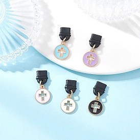 Эмалированные вилки для мобильных телефонов, плоский круглый с полым крестом, золотой свет