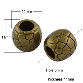 Европейские сплавочные бусины тибетского стиля , бусины с большим отверстием, без кадмия и без свинца, овальные, 11x11x11 мм, отверстие : 5 мм