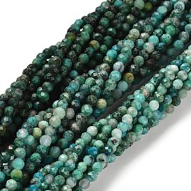 Natural Chrysocolla Beads Strands, Faceted, Round