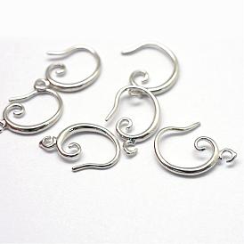 Crochets d'oreille en laiton, avec boucle horizontale, 18x12x1.5mm, Trou: 1.8mm, Jauge 18, pin: 1 mm
