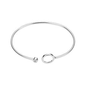 Design simple shegrace 925 bracelet manchette en argent sterling, cercle avec grade aaa zircone, 190mm