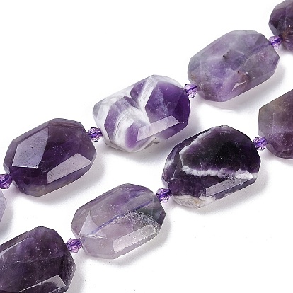 Натуральные цветочные аметистовые бусины нити, граненые, прямоугольные, с бисером