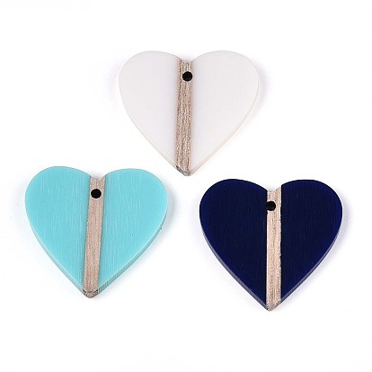 Кулоны из непрозрачной смолы и дерева, сердце