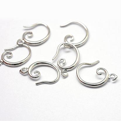 Crochets d'oreille en laiton, avec boucle horizontale, 18x12x1.5mm, Trou: 1.8mm, Jauge 18, pin: 1 mm