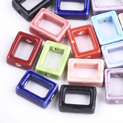 Фарфоровые бусины ручной работы, яркие глазированный фарфор, прямоугольные