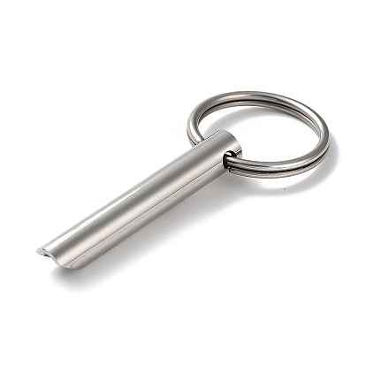 304 Stainless Steel Anxiety Breathing Whistle Keychains, for Relaxation Meditation Mindfulness, Column