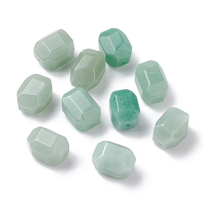 Natural Green Aventurine Beads, Faceted, Polygon