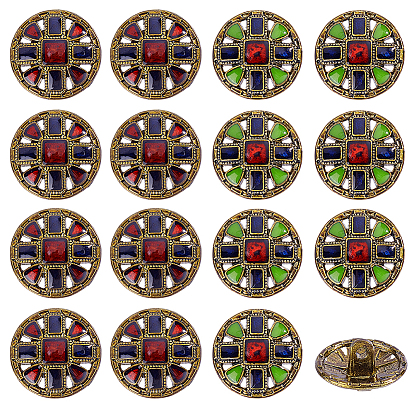 16шт. 2 стили 1-отверстие пуговицы из сплава на хвостовике, плоско-круглые