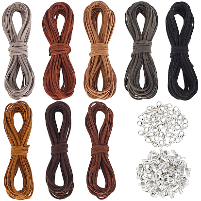 DIY Faux Suede Cord Bracelets & Necklace Making Kit, Including Iron Folding Crimp Ends, Alloy Lobster Claw Clasps