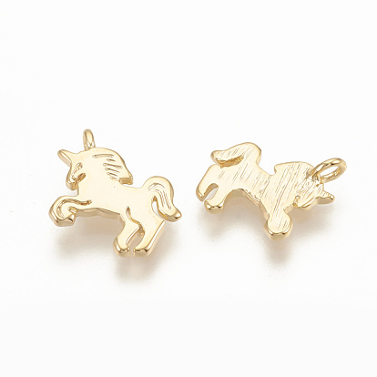 Brass Charms, Unicorn, Nickel Free, Real 18K Gold Plated