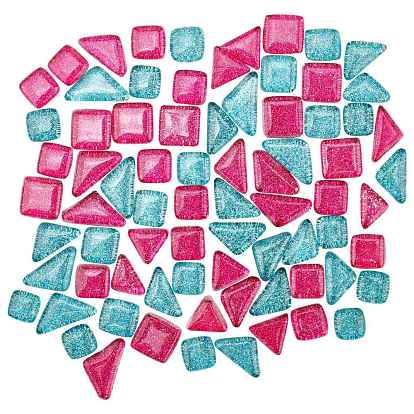 Прозрачные стеклянные жаберные кабошоны, мозаичные плитки, для украшения дома или поделок, треугольник и квадрат