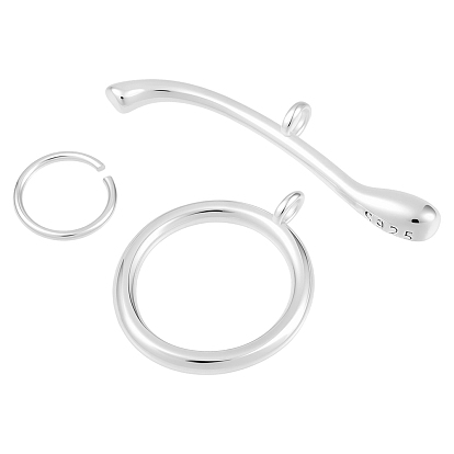 925 застежка-молния из серебристого серебра, с 925 открытыми кольцами из стерлингового серебра