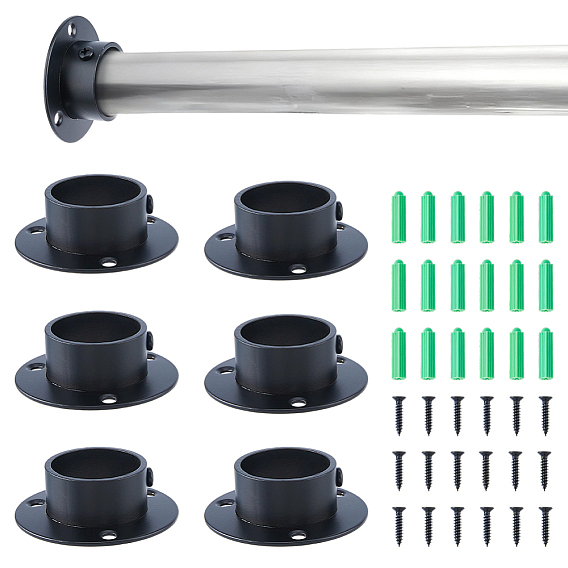 Stainless Steel Wall Mounted Closet Rod Holders with Adjustable Screws