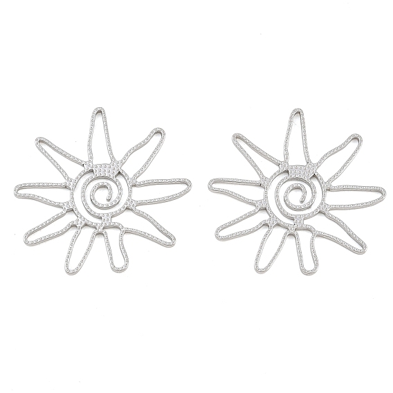 304 Stainless Steel Pendants, Hollow Sun Charms