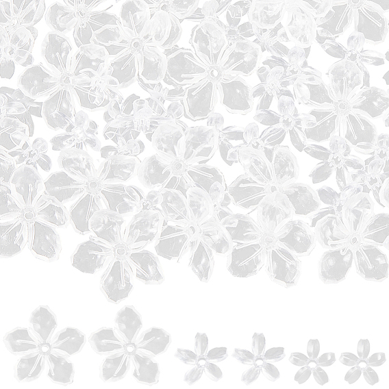 90Pcs 3 Styles PVC Bead Caps, Flower