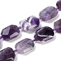 Натуральные цветочные аметистовые бусины нити, граненые, прямоугольные, с бисером