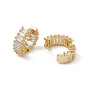 Rack Plating Brass Hoop Earrings for Women, Clear Cubic Zirconia Earrings, Long-Lasting Plated, Lead Free & Cadmium Free, Ring