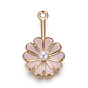 Alloy Enamel Pendants, with Acrylic Imitation Pearl, Flower, Light Gold