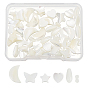 60Pcs 6 Style Natural Trochid Shell/Trochus Shell Beads, Bleach, Heart & Star & Teardrop & Moon & Butterfly & Oval