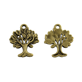 Tibetan Style Alloy Tree of Life Pendants, Cadmium Free & Lead Free, 17x22x2mm, Hole: 2mm, about 602pcs/1000g