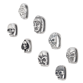 8Pcs 8 Style 304 Stainless Steel Slide Charms, Mixed Shapes